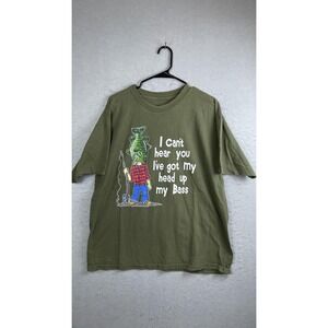 Bass Fishing Shirt Mens XL Green Funny Short Sleeve‎ Graphic Lifestyle Classics
